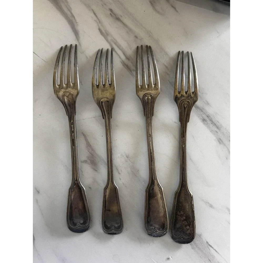 Christofle Hotel Collection Dinner Fork Silverplated France Chinon Lot of 4